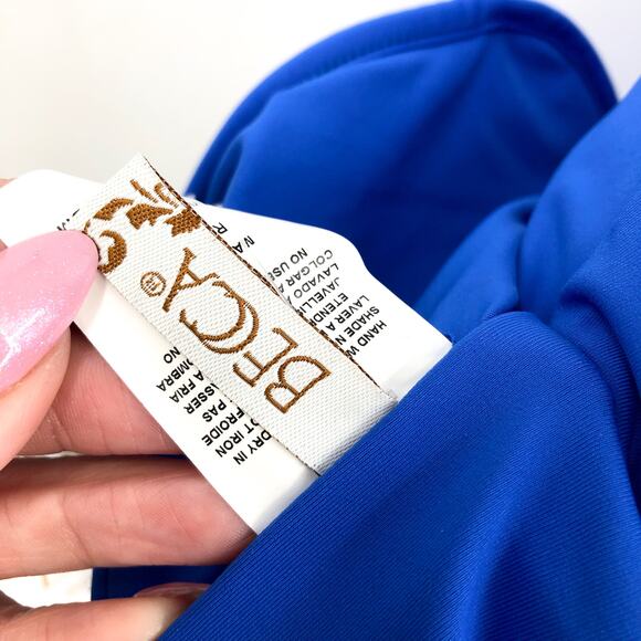 BECCA Womens Erin One Piece Swimsuit Large Ultramarine Blue VWire Open Back NWT - Picture 9 of 11